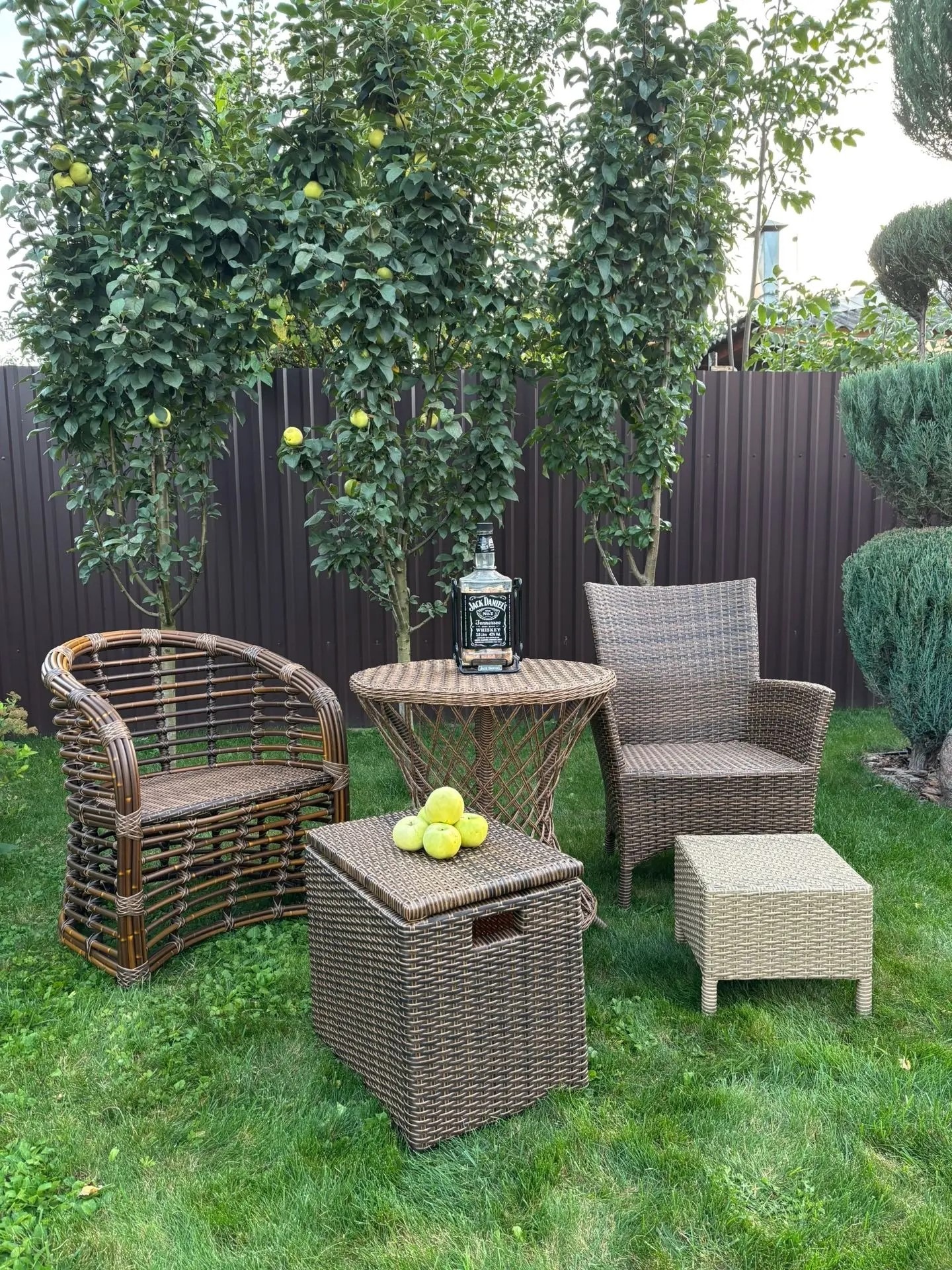 Коллекция мебели из ротанга в саду